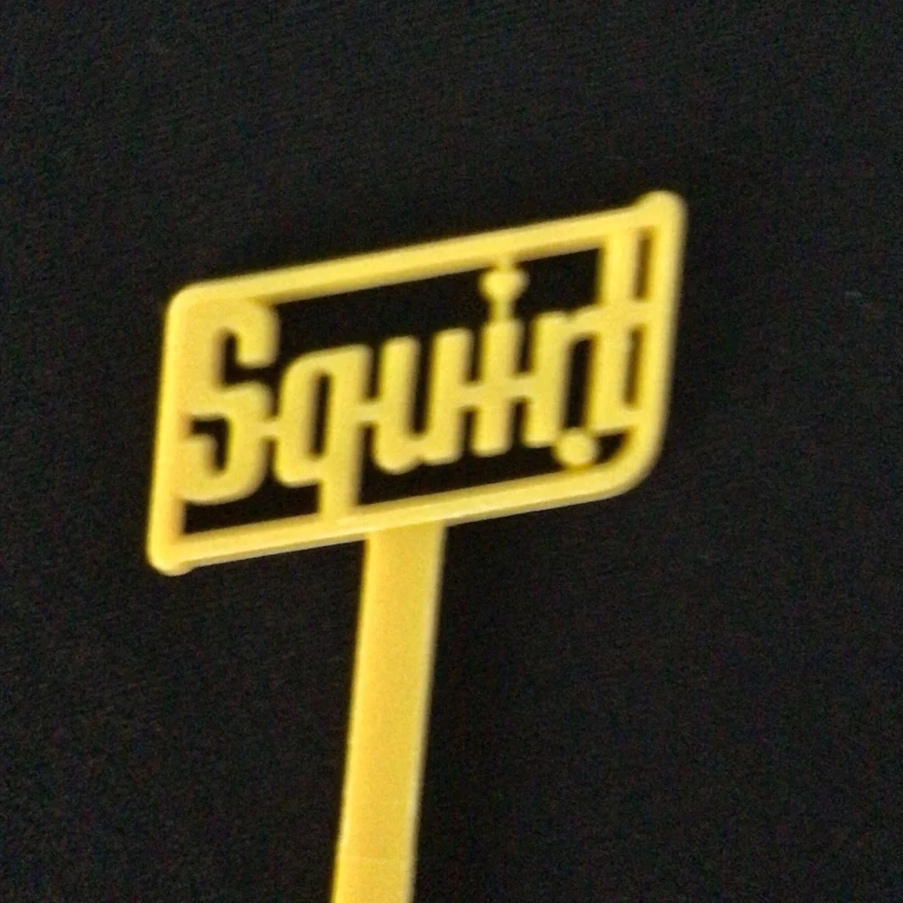 Vintage Squirt Swizzle Stick Drink Stirrers, Set of 9 Yellow, Green, Red